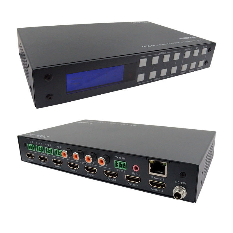 4x4 HDMI Matrix Analog And SPDIF Audio Extraction 4K TCP/IP การควบคุม GUI เว็บ