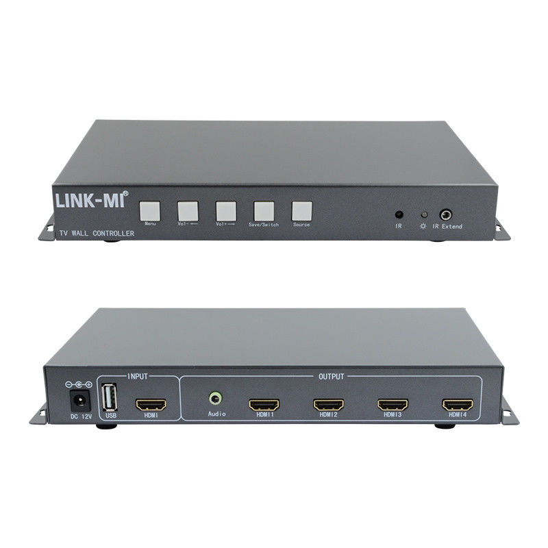 2X2 Video Wall Controller รองรับ HDMI USB สัญญาณเข้า 1080P สําหรับการโฆษณา
