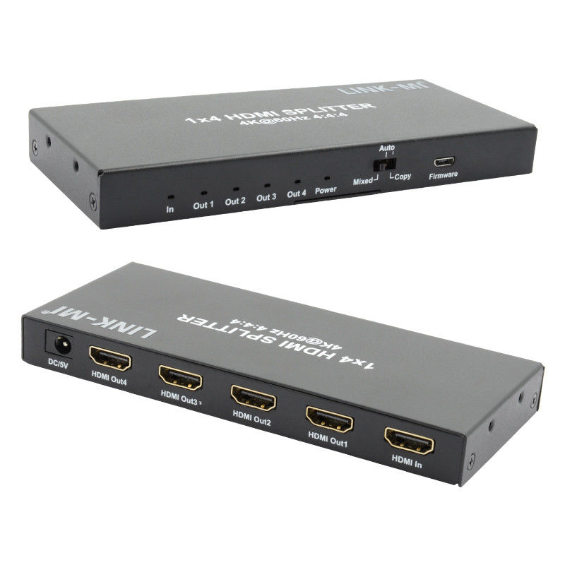 HDMI 2.0 HDMI Extender Splitter 60Hz 1x4 รองรับ 3D 18G HDR 1 ใน 4 ออก AV Splitter