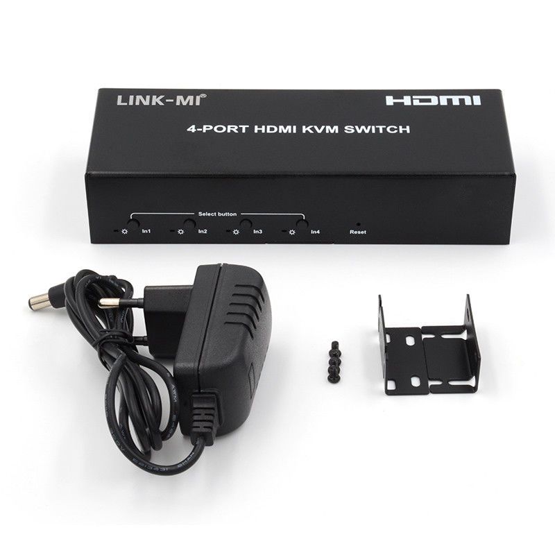 ไม่มีความช้า HDMI KVM Switch 4 Port Ip Kvm Hdmi รองรับปุ่มร้อน การสลับอัตโนมัติ
