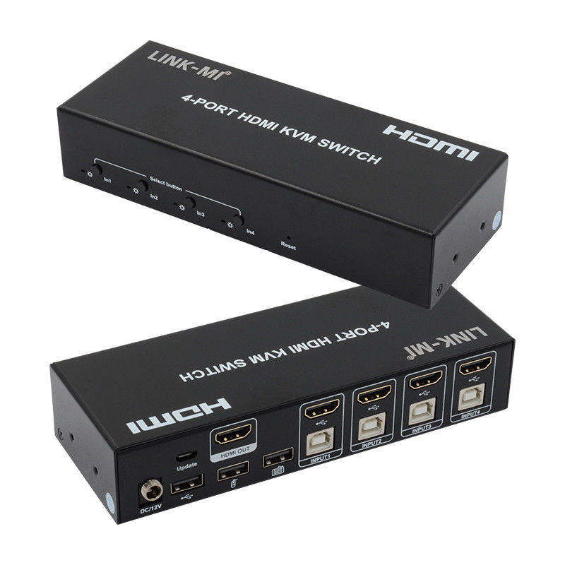 ไม่มีความช้า HDMI KVM Switch 4 Port Ip Kvm Hdmi รองรับปุ่มร้อน การสลับอัตโนมัติ