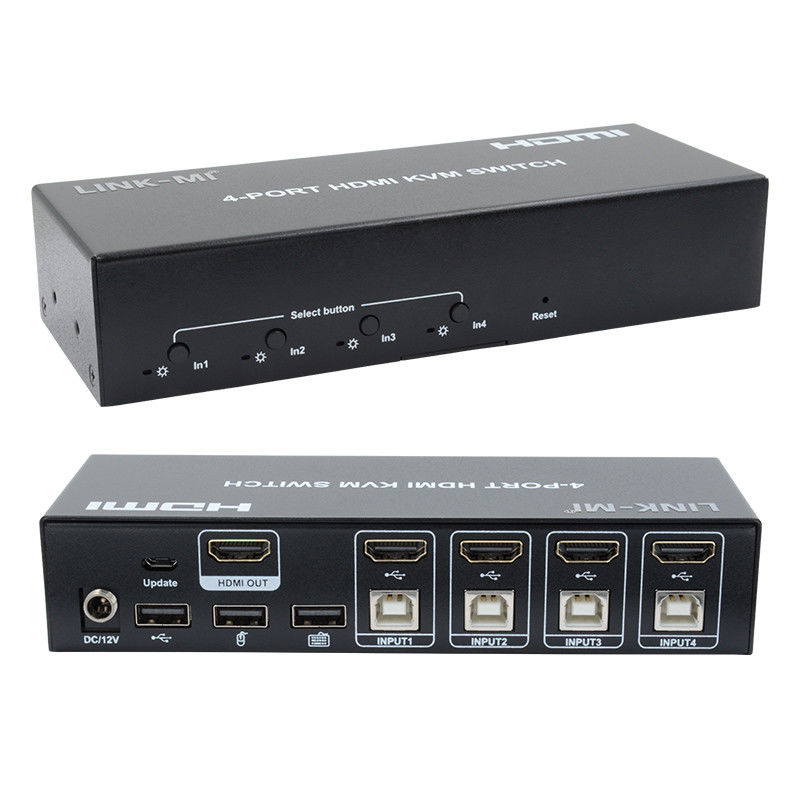 ไม่มีความช้า HDMI KVM Switch 4 Port Ip Kvm Hdmi รองรับปุ่มร้อน การสลับอัตโนมัติ