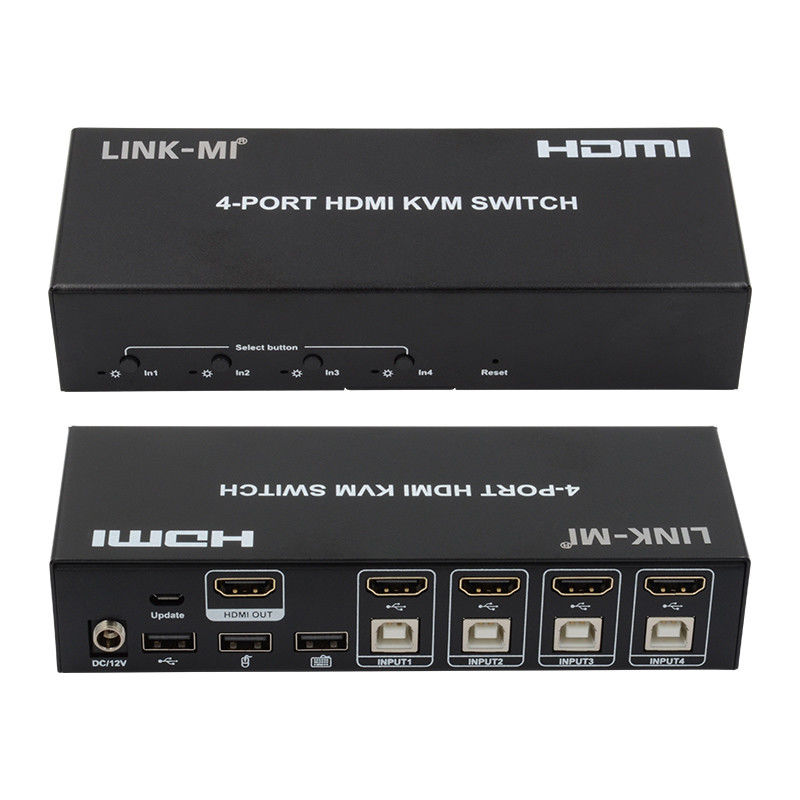 ไม่มีความช้า HDMI KVM Switch 4 Port Ip Kvm Hdmi รองรับปุ่มร้อน การสลับอัตโนมัติ