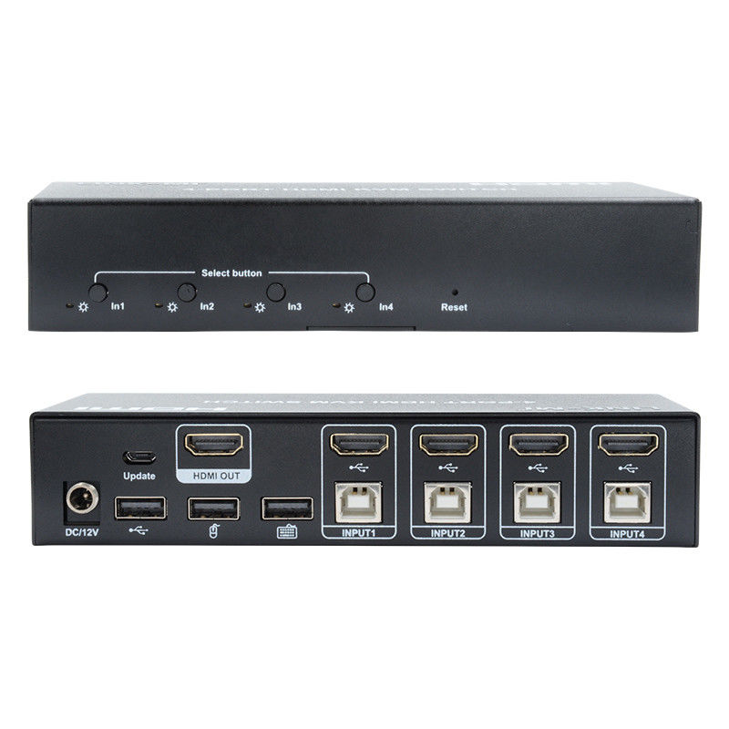 4 Port KVM Switch HDMI 4K 30Hz Hot Keys การสลับอัตโนมัติ ไม่มีความช้า USB Switch