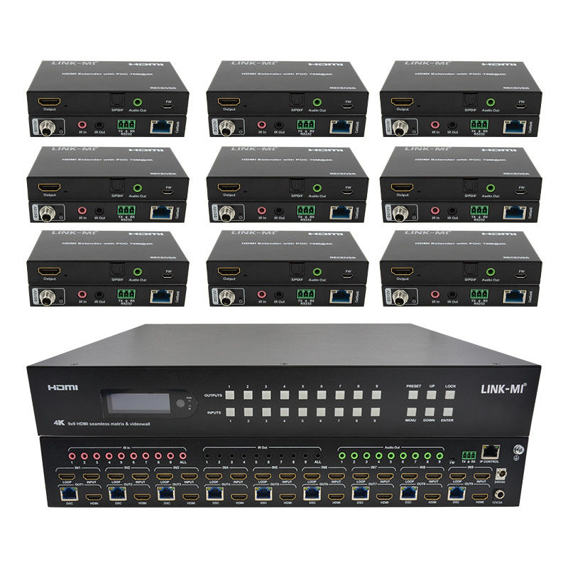 9x9 70M HDMI Video Wall Processor Hdmi Splitter 3x3 4K HDMI แมทริกซ์ เอ็กซ์เทนเดอร์