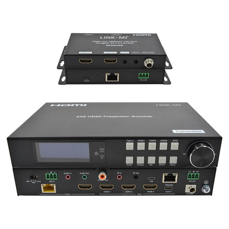 18Gbps 4K Video HDMI Switch 2.0 HDBaseT Switch ด้วย HDMI และ USB - C Inputs