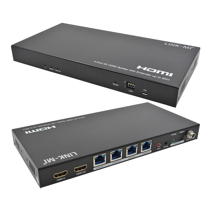 1x4 4K ไมล์สาย HDMI Splitter Extender รองรับ 60m 4K@60Hz AV Splitter ผ่าน RJ45