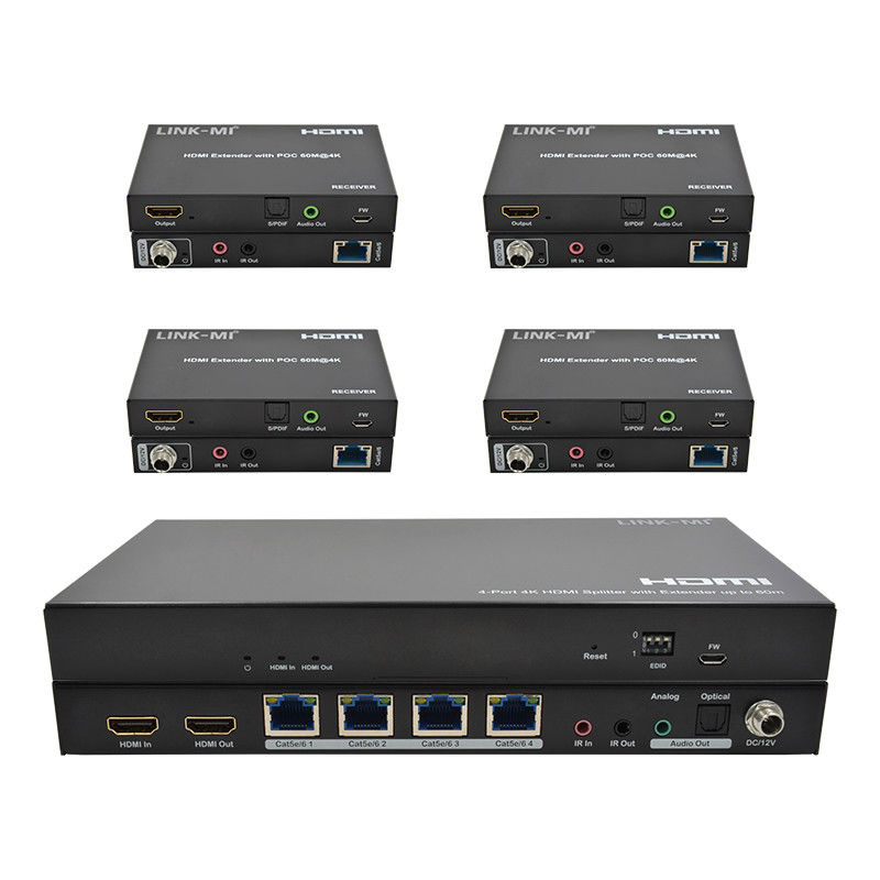 1x4 4K ไมล์สาย HDMI Splitter Extender รองรับ 60m 4K@60Hz AV Splitter ผ่าน RJ45