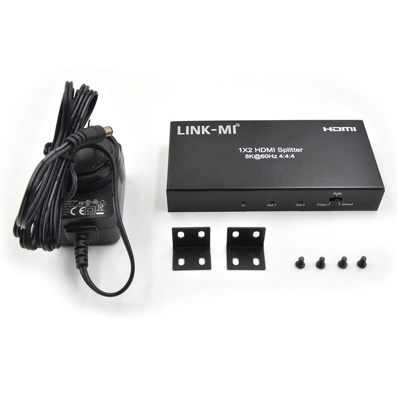 48Gbps HDMI Splitter 8k 1x2 HDMI Extender สนับสนุน Downscaler HDR10 EDID HDCP22