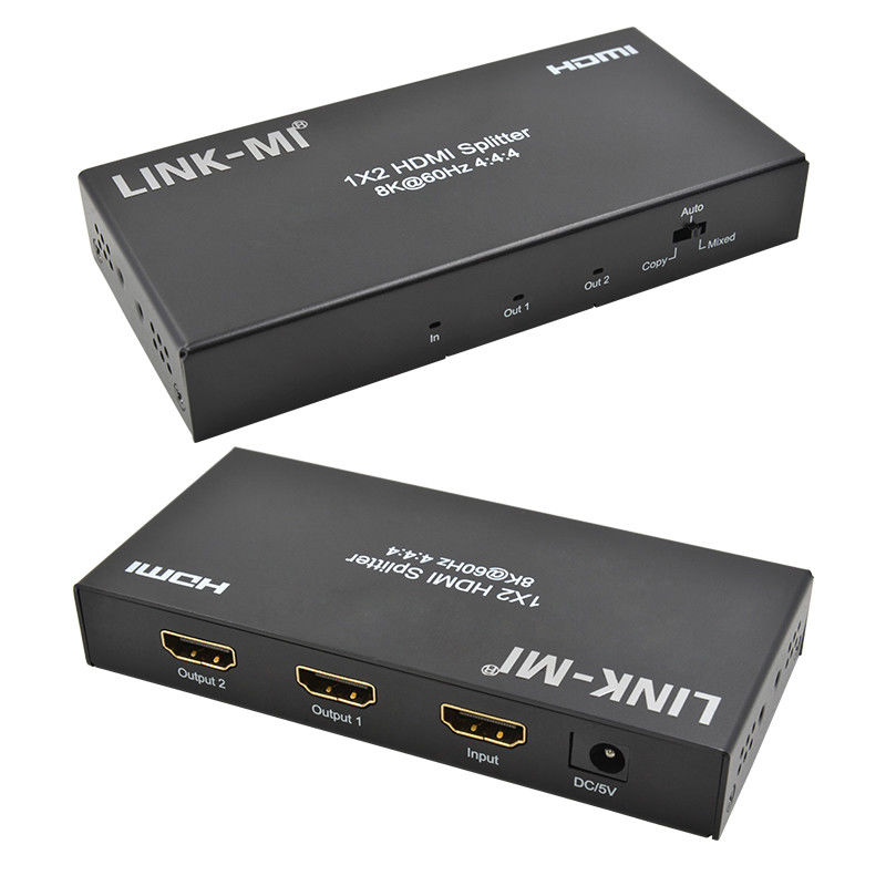 48Gbps HDMI Splitter 8k 1x2 HDMI Extender สนับสนุน Downscaler HDR10 EDID HDCP22