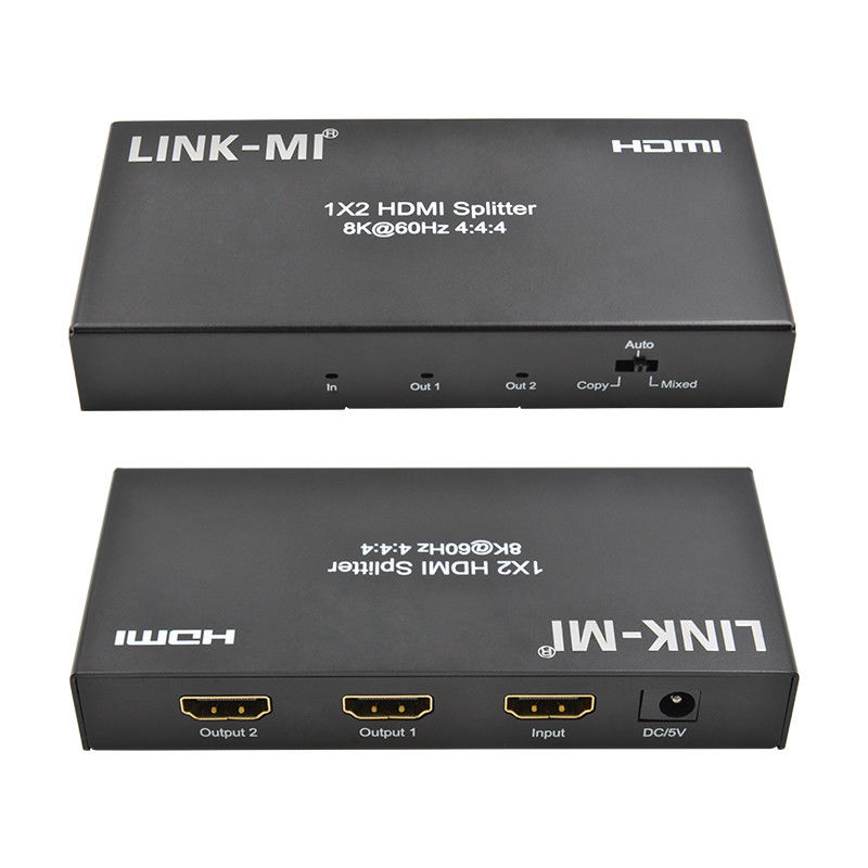 48Gbps HDMI Splitter 8k 1x2 HDMI Extender สนับสนุน Downscaler HDR10 EDID HDCP22