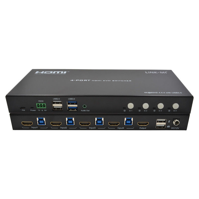 4 Port Network HDMI2.0 KVM เปลี่ยนถึง 4K 60Hz 18Gbps