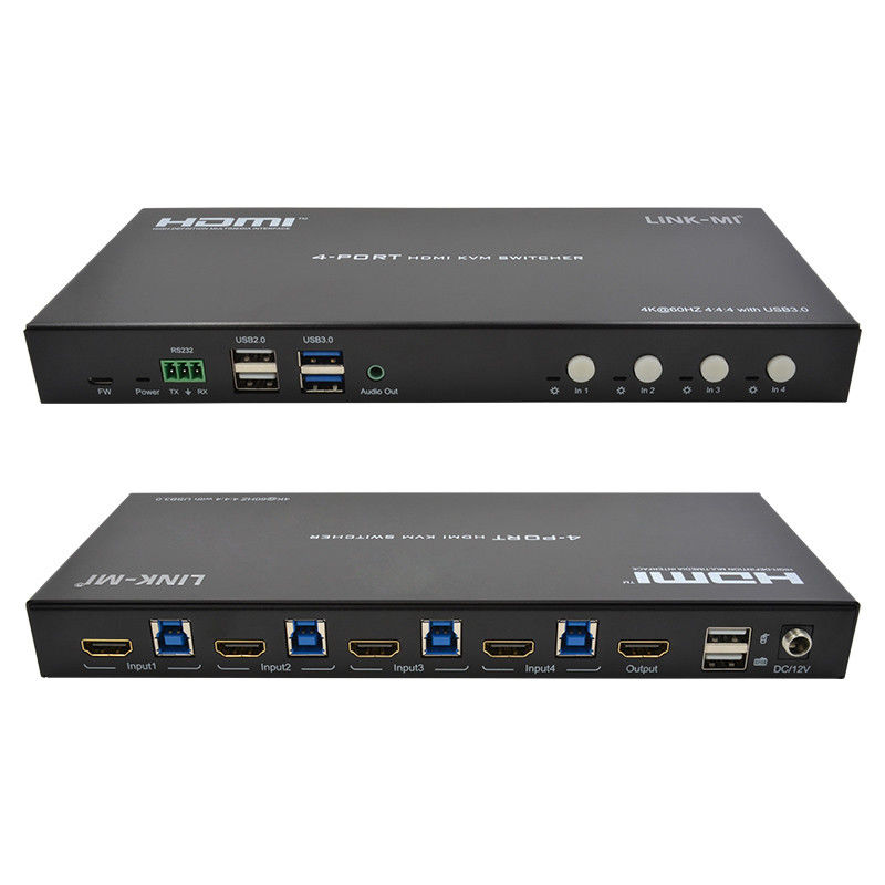 4 Port Network HDMI2.0 KVM เปลี่ยนถึง 4K 60Hz 18Gbps