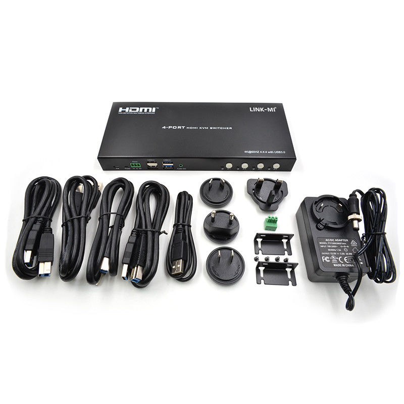 4 Port Network HDMI2.0 KVM เปลี่ยนถึง 4K 60Hz 18Gbps
