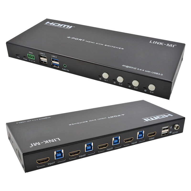 4 Port Network HDMI2.0 KVM เปลี่ยนถึง 4K 60Hz 18Gbps