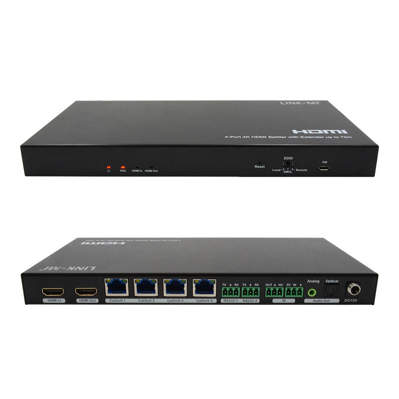 70M 1x4 4K HDMI Splitter Extender พร้อมออดิโอเอ็กซ์ทราค 1x4 Hdmi Splitter Over Cat6