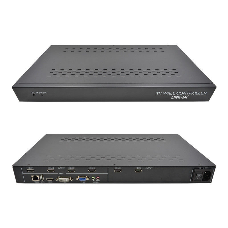 6 ช่อง HDMI Video Wall Controller 2X3 LED Wall Controller สําหรับทีวี 6 เครื่อง