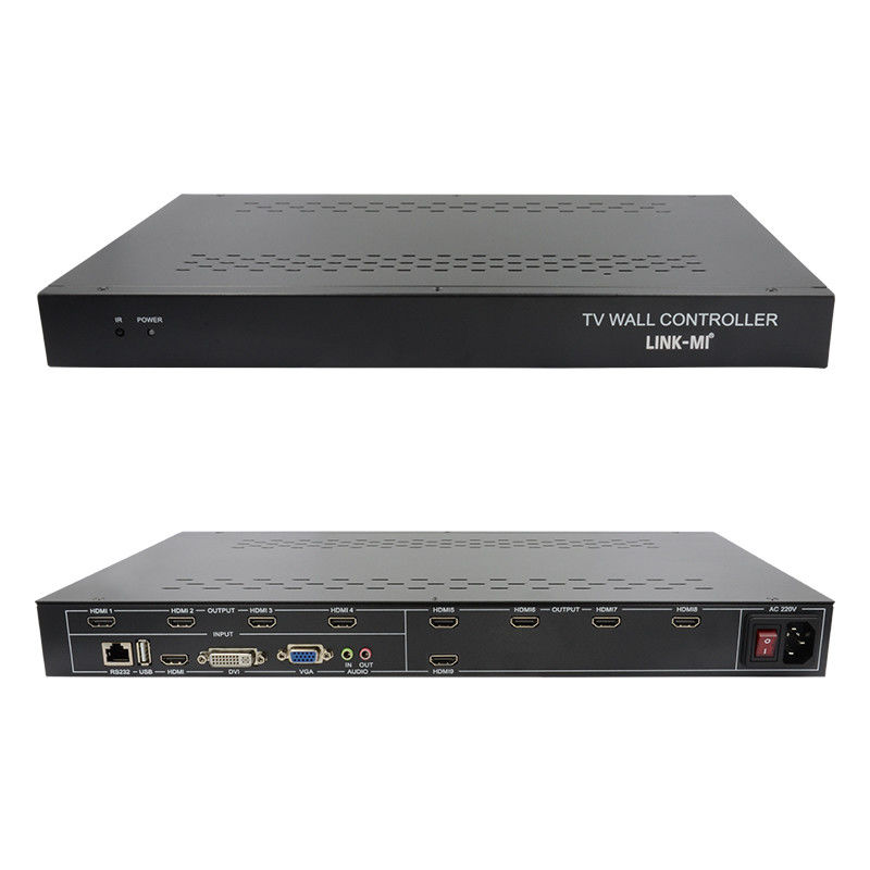 9 ช่อง HDMI Video Wall Controller 3X3 Zoom Subtitles Multi Display Controller สําหรับการโฆษณา
