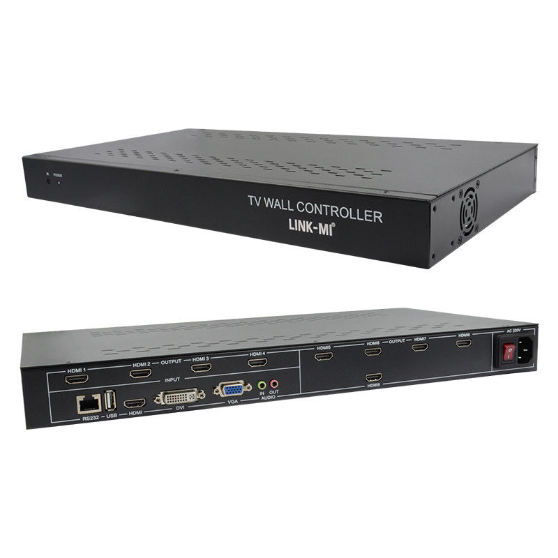 9 ช่อง HDMI Video Wall Controller 3X3 Zoom Subtitles Multi Display Controller สําหรับการโฆษณา