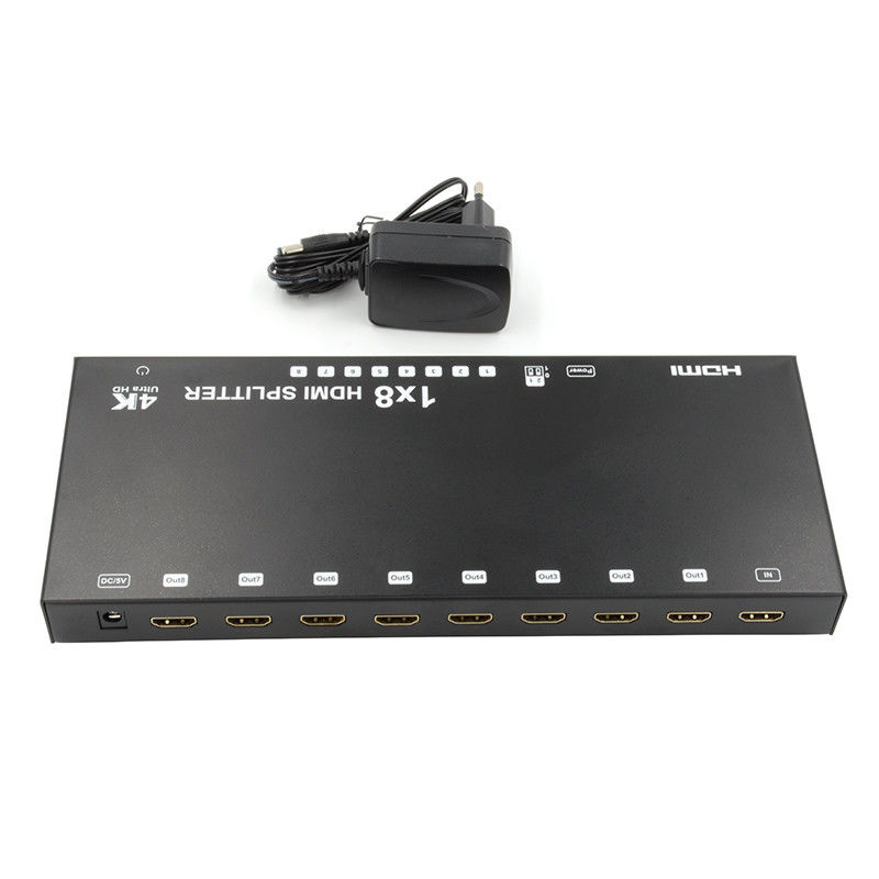 8 ท่าทาง 4K HDMI Splitter Video Splitter 3d EDID 1 ใน 8 ออก Duplicator สําหรับ 8 ทีวี