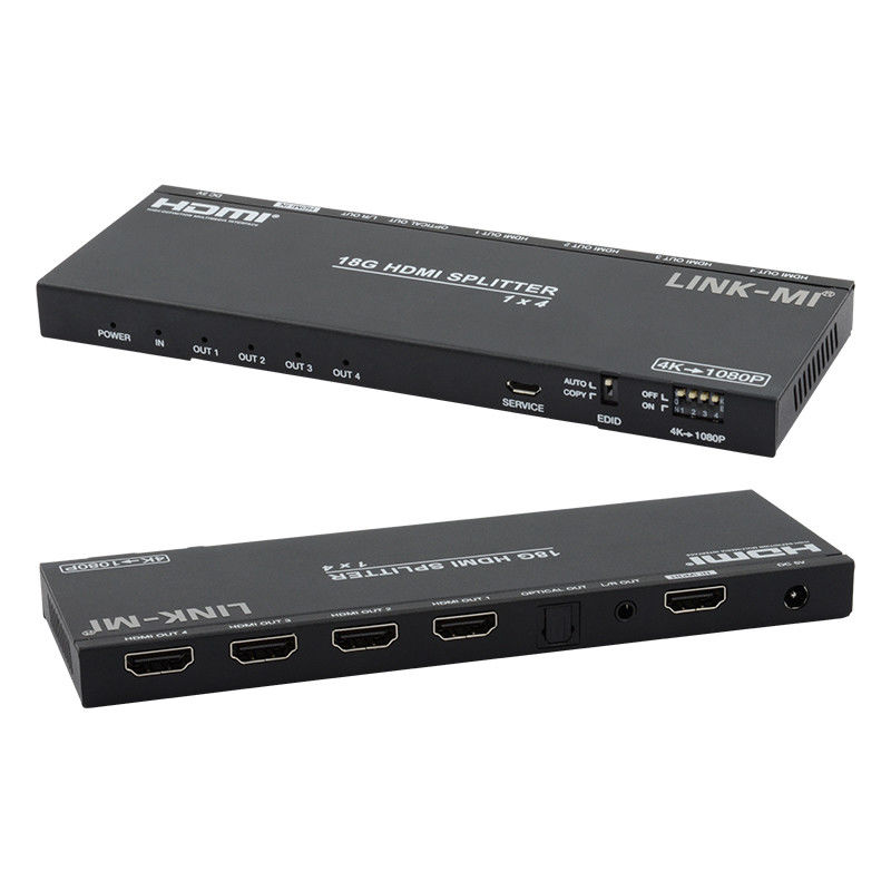 4K 1X4 Multi HDMI Splitter EDID อานาล็อกออปติก HDMI2.0b 4 Port Video Splitter