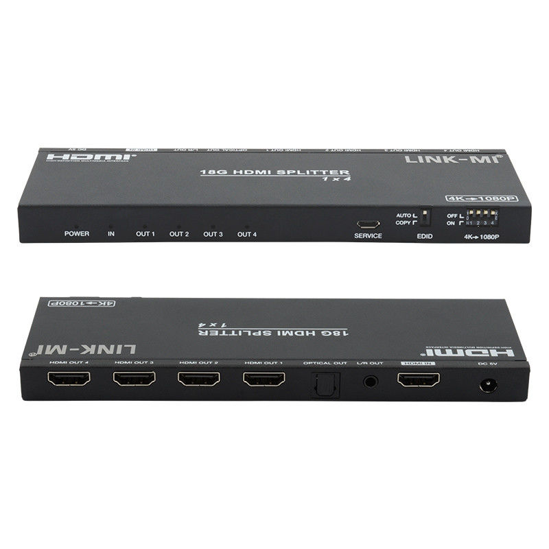 4K 1X4 Multi HDMI Splitter EDID อานาล็อกออปติก HDMI2.0b 4 Port Video Splitter