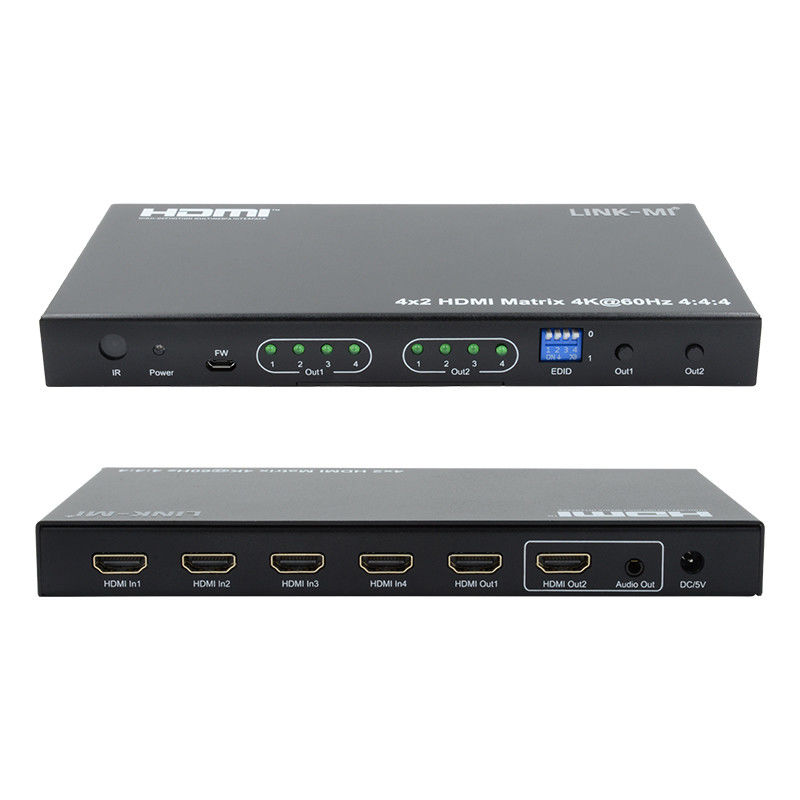 HDMI 4x2 Matrix Switcher 4K@60hz YUV4:44 18Gbps HDCP2.2 4 ใน 2 ออก HDMI Video Switcher