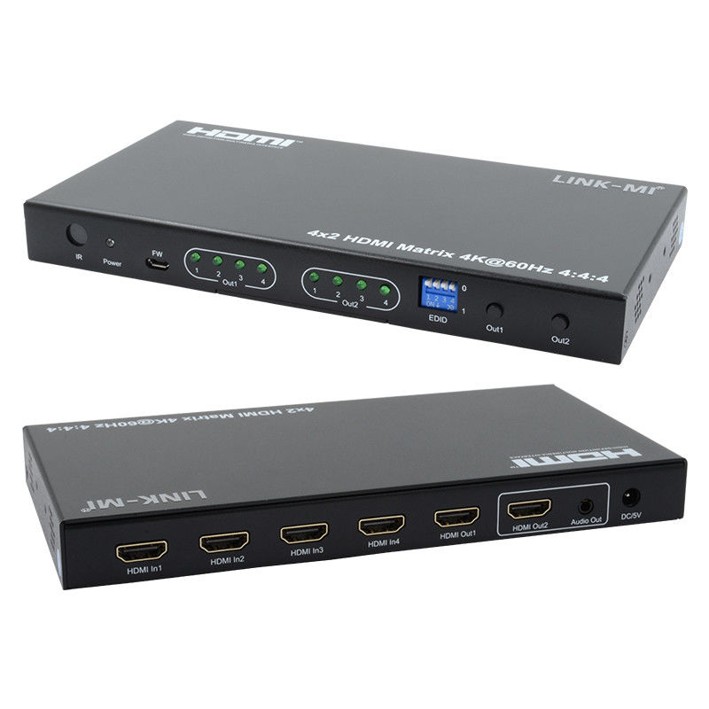 HDMI 4x2 Matrix Switcher 4K@60hz YUV4:44 18Gbps HDCP2.2 4 ใน 2 ออก HDMI Video Switcher