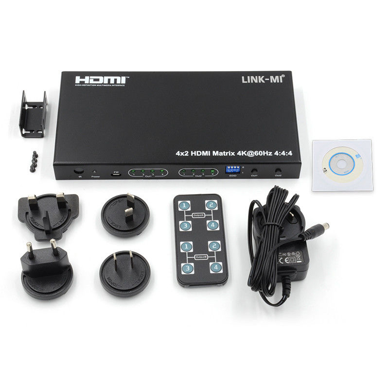 HDMI 4x2 Matrix Switcher 4K@60hz YUV4:44 18Gbps HDCP2.2 4 ใน 2 ออก HDMI Video Switcher