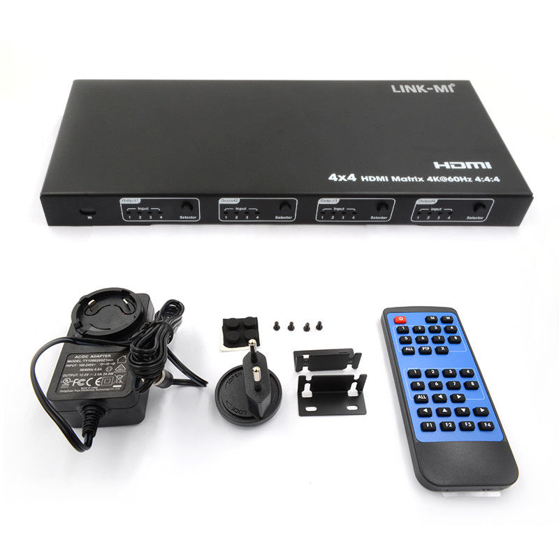 Rs232 4x4 HDMI Matrix Switch รองรับ 4K 60Hz 18Gbps EDID 4 ถึง 4 HDMI Video Switch