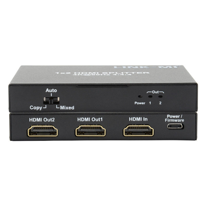 1x2 HDMI2.0 สปลิเตอร์ รองรับ 3D 18G HDR HDCP2.2 2 Port Video Splitter
