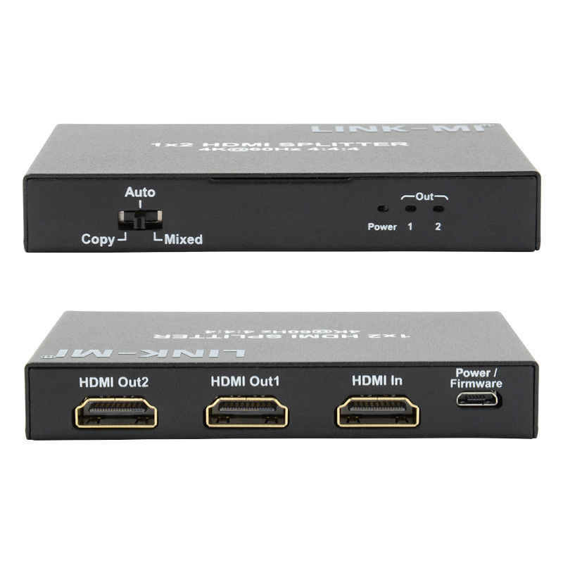 1x2 HDMI2.0 สปลิเตอร์ รองรับ 3D 18G HDR HDCP2.2 2 Port Video Splitter