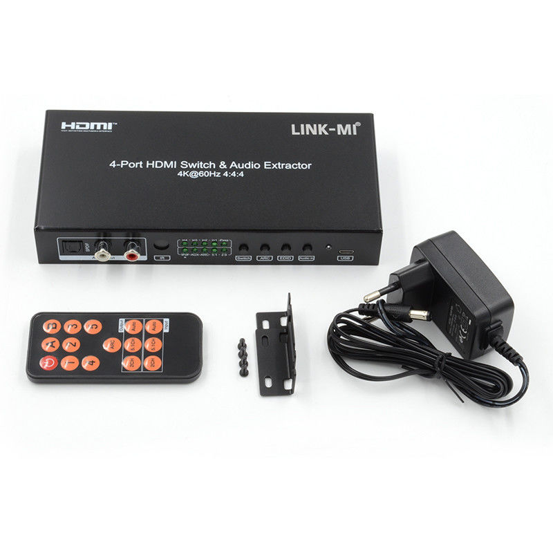 256mA 4X1 HDMI Switcher Box 2.0 Switcher YUV4:44 18Gbps รองรับ ARC CEC HDR