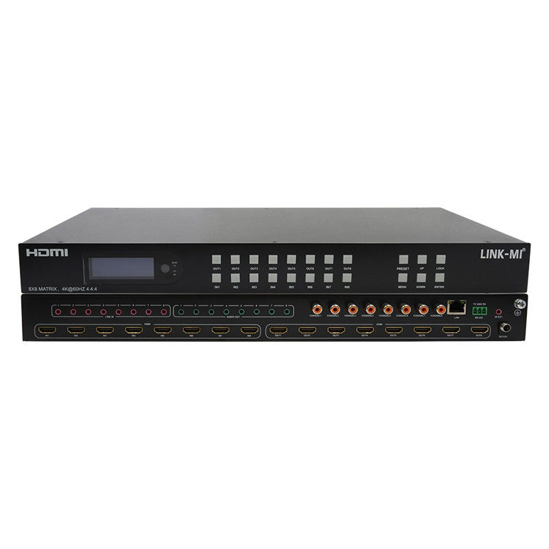 8x8 HDMI Matrix 4k Hdmi Switcher พร้อมการสนับสนุนการสกัดเสียงแบบแอนาล็อก 18Gbps HDR