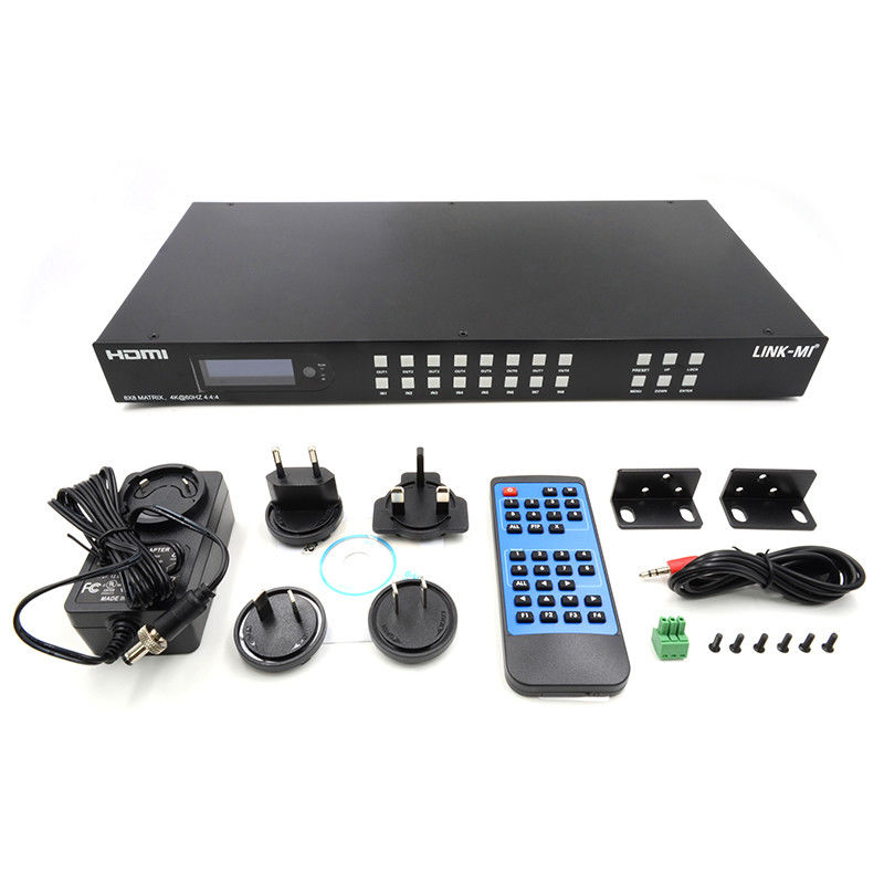 8x8 HDMI Matrix 4k Hdmi Switcher พร้อมการสนับสนุนการสกัดเสียงแบบแอนาล็อก 18Gbps HDR