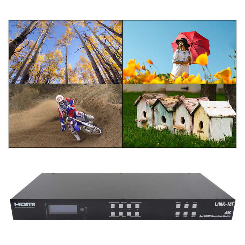 HDMI 4K Video Wall Splitter แบบไร้รอย HDMI Matrix Switcher 2X2 4 ใน 4 ออก