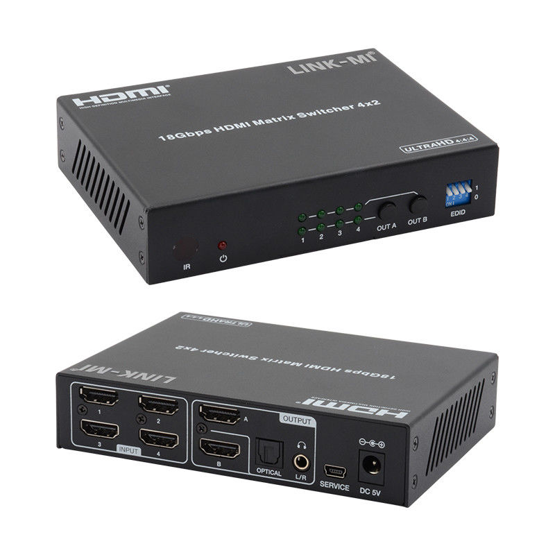 4X2 HDMI Matrix Switch Hdmi Switch Audio Extractor 4K ถึง 1080P เครื่องเปลี่ยนวิดีโอ