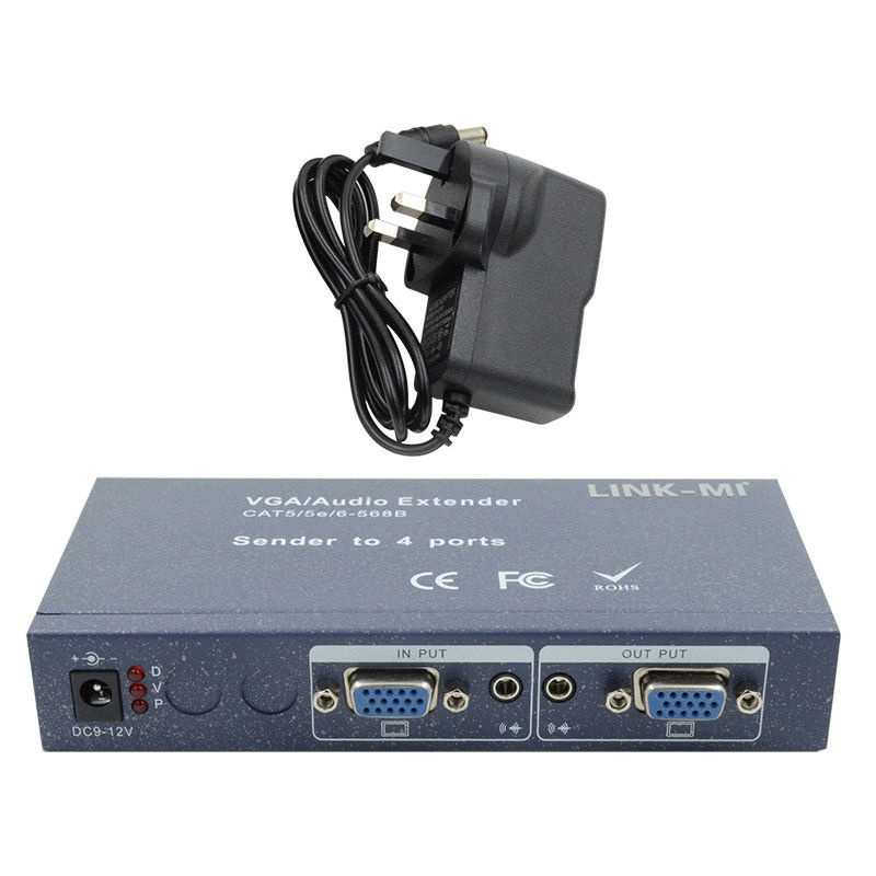 15pin 4 Port VGA Extender 1 ถึง 4 VGA Splitter 4 ช่อง Video UTP Extender
