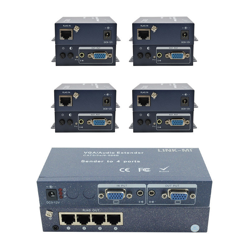 15pin 4 Port VGA Extender 1 ถึง 4 VGA Splitter 4 ช่อง Video UTP Extender
