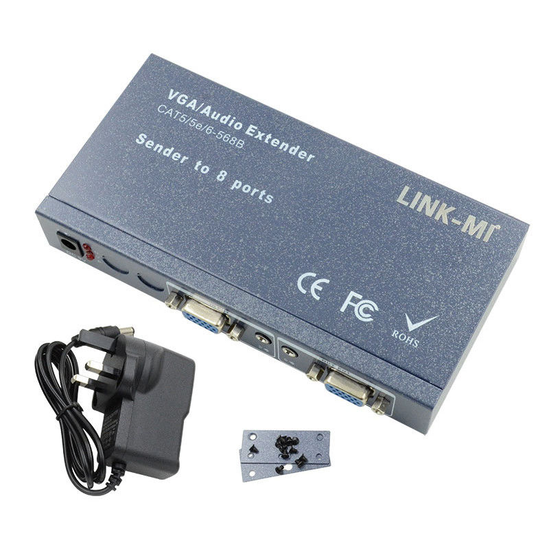 100m 200m 300m 1/8 VGA Splitter 1X8 Extender 1 ถึง 8 เครื่องขยายเสียงวีดีโอ