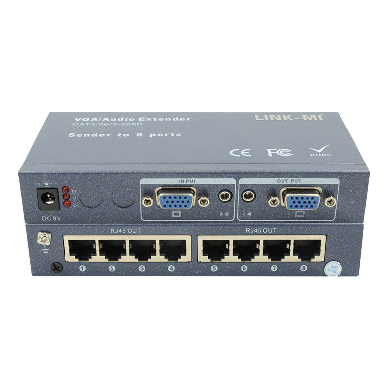 100m 200m 300m 1/8 VGA Splitter 1X8 Extender 1 ถึง 8 เครื่องขยายเสียงวีดีโอ