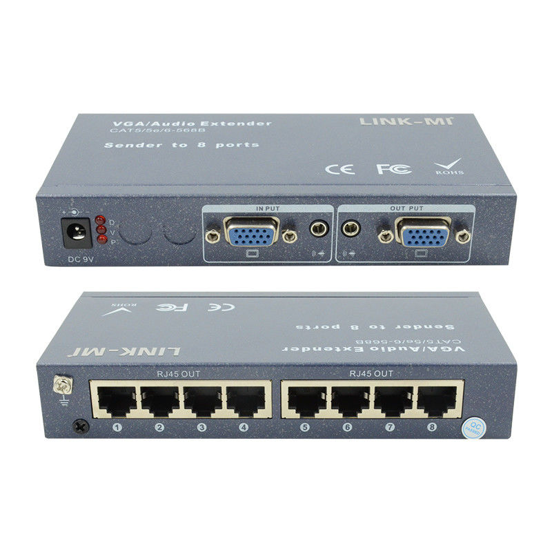 100m 200m 300m 1/8 VGA Splitter 1X8 Extender 1 ถึง 8 เครื่องขยายเสียงวีดีโอ