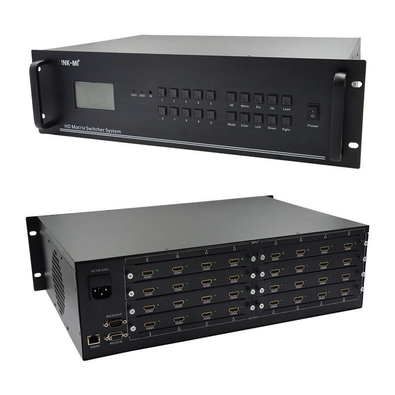 16 ใน 16 ออก HDMI แมทริกซ์ สวิตช์ 4K 16X16 วิดีโอ แมทริกซ์ การสนับสนุน VGA DVI SDI สัญญาณเข้า
