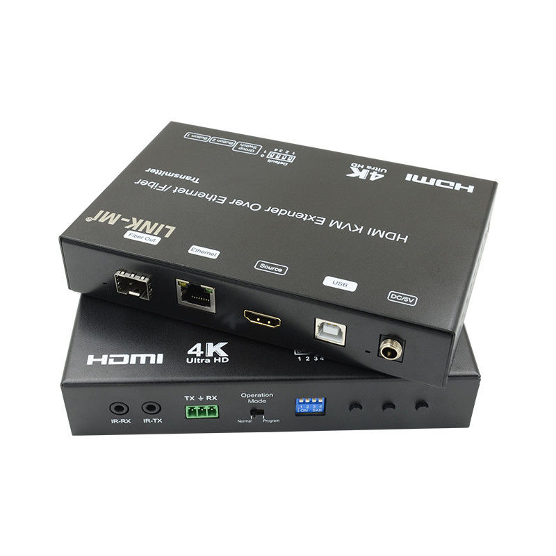 HDMI USB AV Over IP KVM Extender Over Fiber การสนับสนุน POE RS232 ยูนิคาสต์ มูลติคาสต์