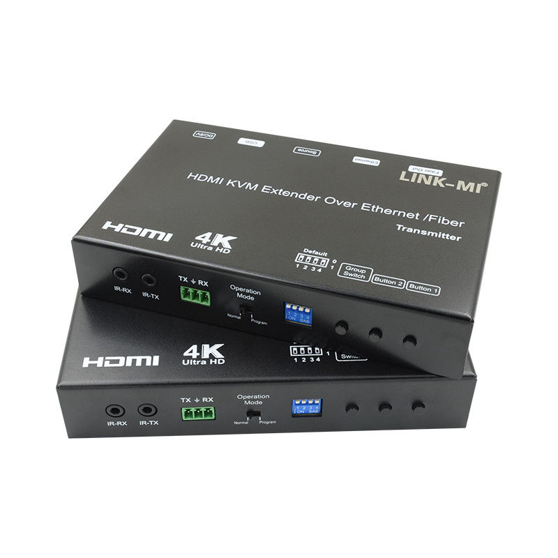 HDMI USB AV Over IP KVM Extender Over Fiber การสนับสนุน POE RS232 ยูนิคาสต์ มูลติคาสต์