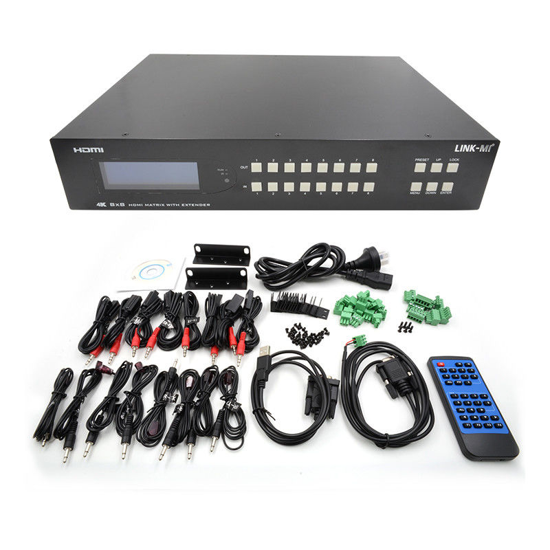 8X8 HDMI Matrix Extender สูงถึง 70m 8 HDMI Loop Out 4K60Hz HDMI สวิตช์วีดีโอ