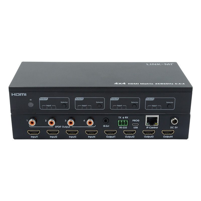 HDMI 4X4 4k Matrix Switcher 4K60Hz พร้อม SPDIF Audio AV Matrix สําหรับจอ Ultra HD 4 ตัว