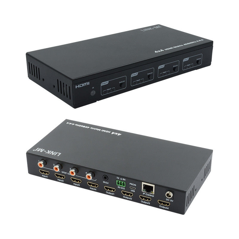 HDMI 4X4 4k Matrix Switcher 4K60Hz พร้อม SPDIF Audio AV Matrix สําหรับจอ Ultra HD 4 ตัว