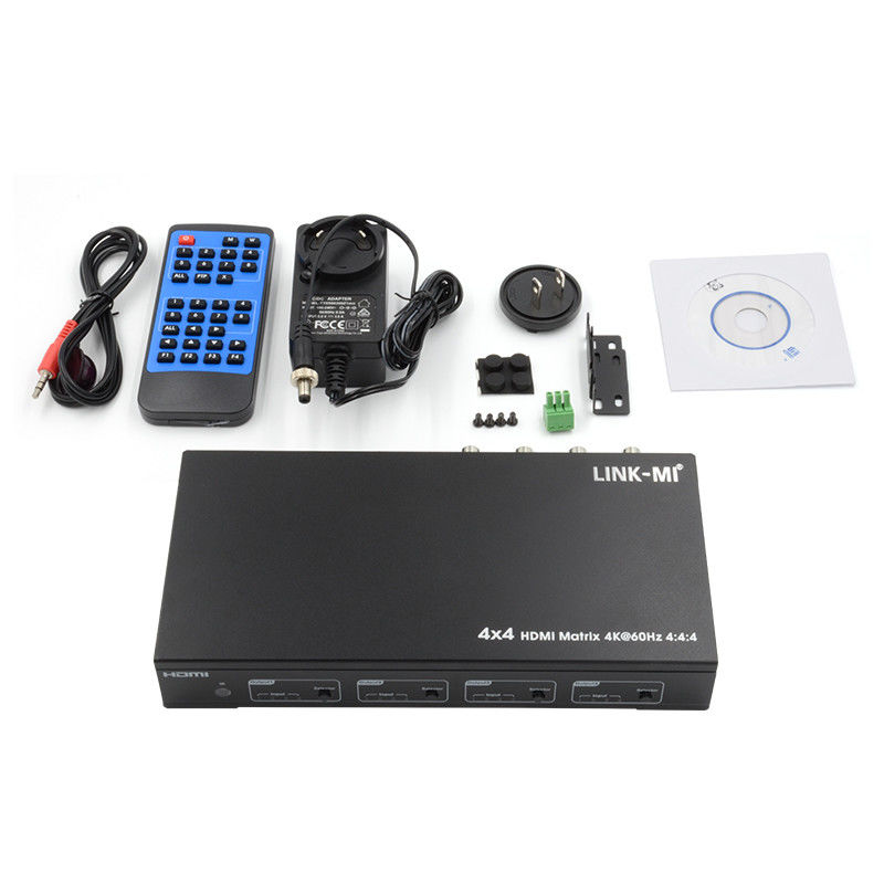 HDMI 4X4 4k Matrix Switcher 4K60Hz พร้อม SPDIF Audio AV Matrix สําหรับจอ Ultra HD 4 ตัว