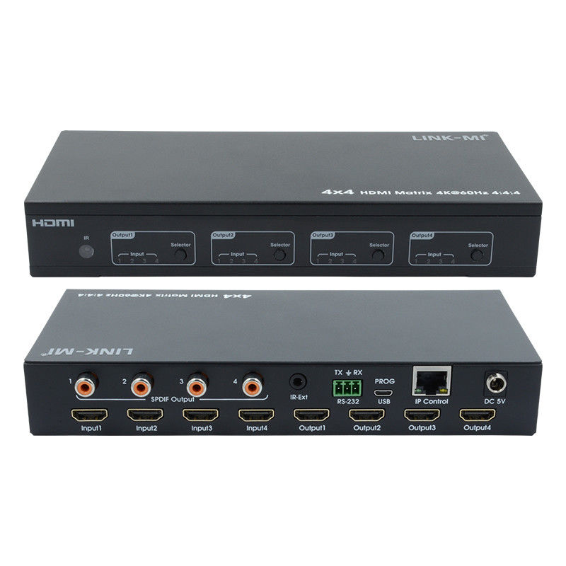 HDMI 4X4 4k Matrix Switcher 4K60Hz พร้อม SPDIF Audio AV Matrix สําหรับจอ Ultra HD 4 ตัว